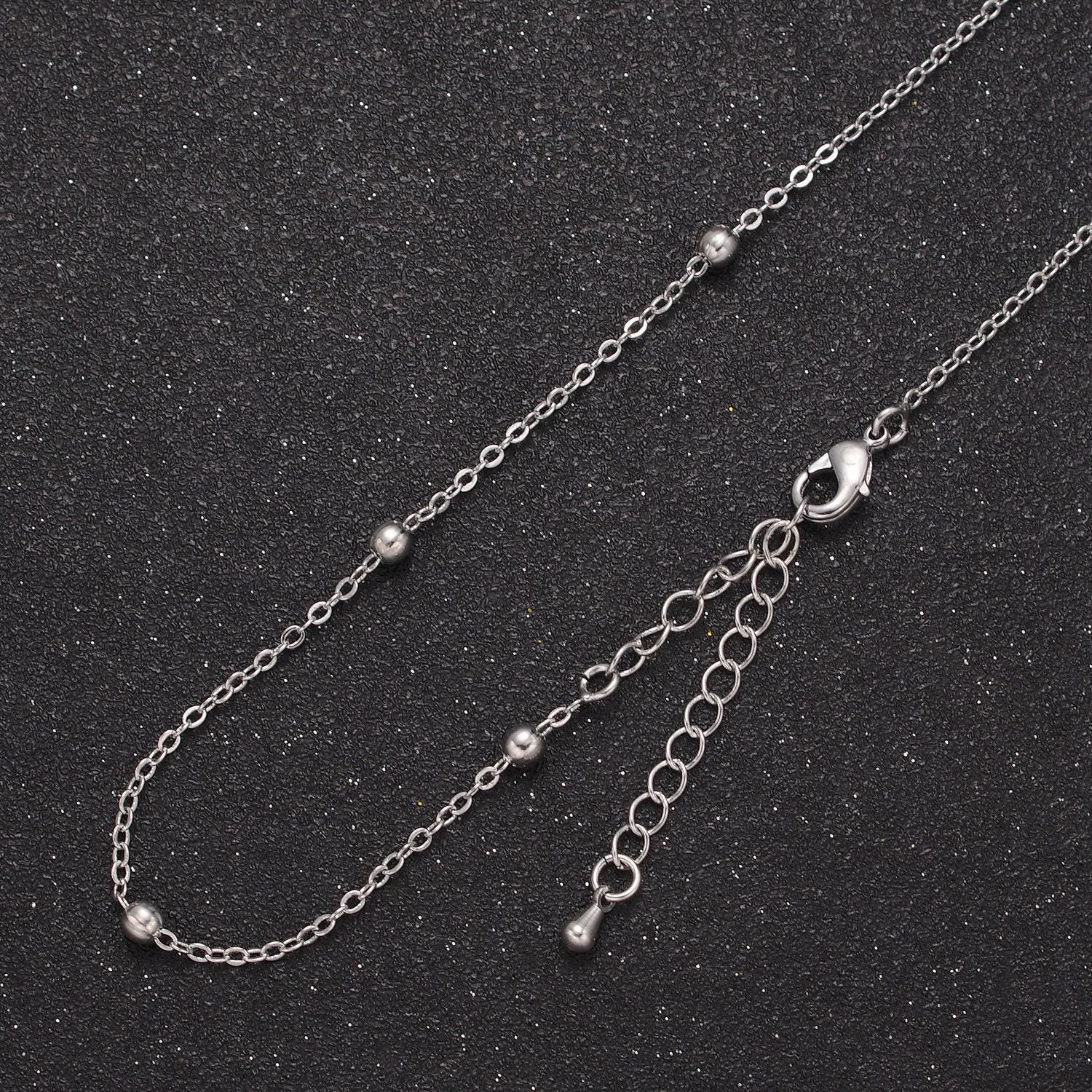24k gold filled beaded satellite chain gold filled silver chain simple everyday layering necklace wa-729