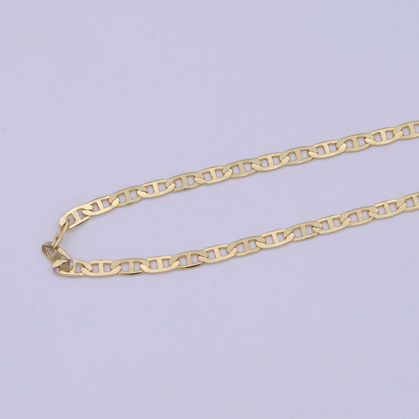 3.3mm mariner anchor link chain necklace 24k gold filled ready to wear 18" 20" long - wa-672