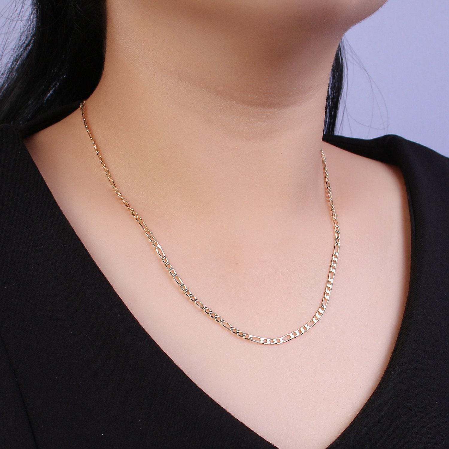 24k gold filled figaro necklace • minimalist necklace chain • unisex figaro chain • figaro 16" 18" 20" chains ready to wear wa-677