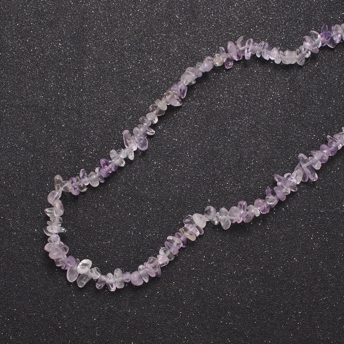 Clear purple amethyst beaded necklace - 18.5" chip necklace healing crystals, gemstone necklace, handmade jewelry, crystal necklace wa-646