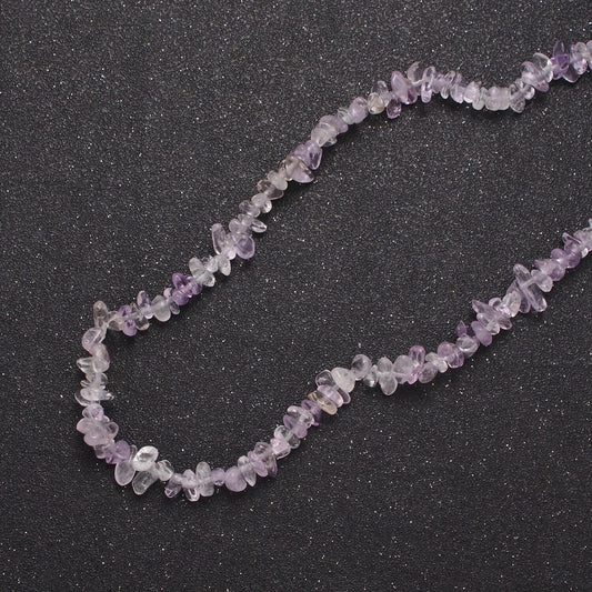 Clear purple amethyst beaded necklace - 18.5" chip necklace healing crystals, gemstone necklace, handmade jewelry, crystal necklace wa-646