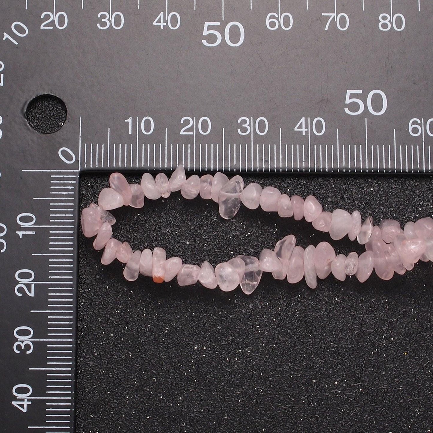 Pink quartz beaded necklace - 17.5" chip necklace healing crystals, gemstone necklace, handmade jewelry, crystal necklace wa-637