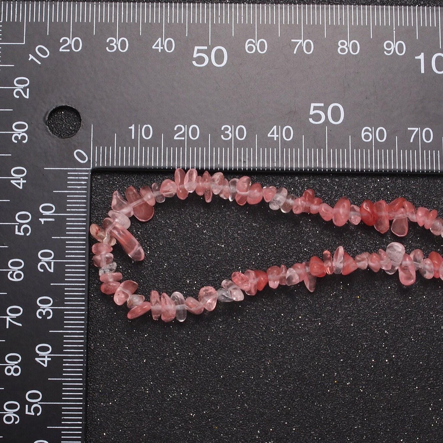Watermelon quartz beaded necklace - 17.7" chip necklace healing crystals, gemstone necklace, handmade jewelry, crystal necklace wa-634