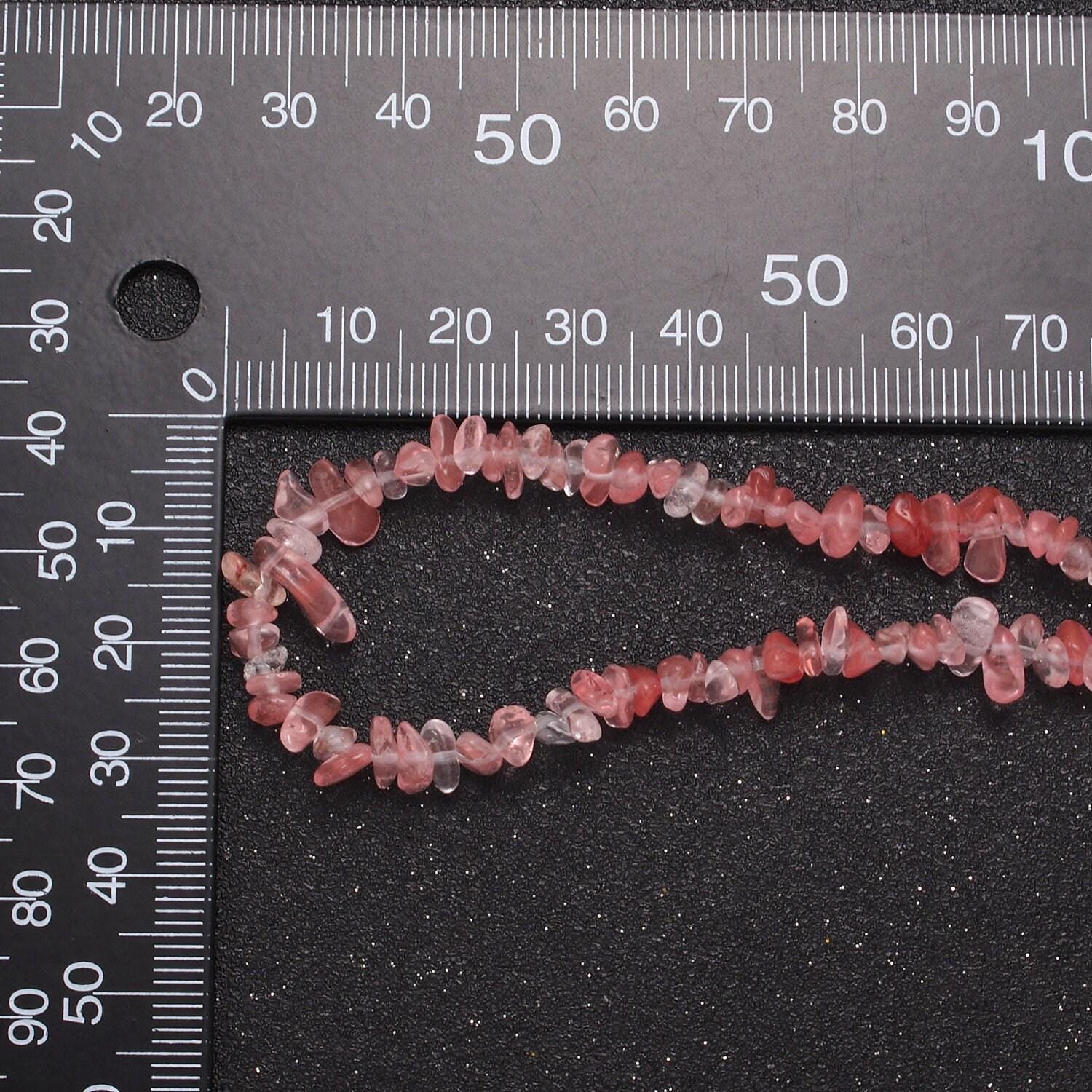 Watermelon quartz beaded necklace - 17.7" chip necklace healing crystals, gemstone necklace, handmade jewelry, crystal necklace wa-634