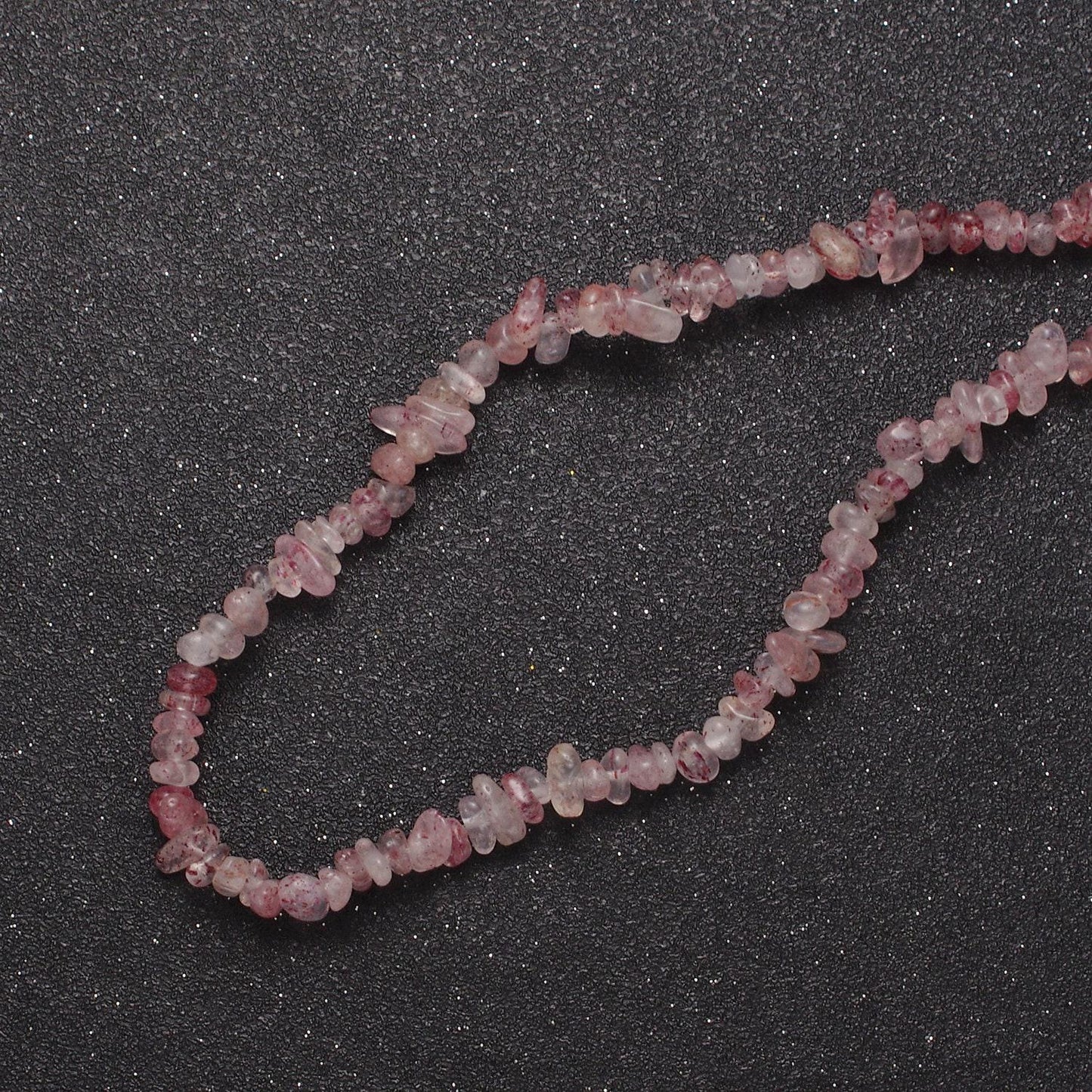 Strawberry quartz beaded necklace - 18.5" chip necklace healing crystals, gemstone necklace, handmade jewelry, crystal necklace wa-632