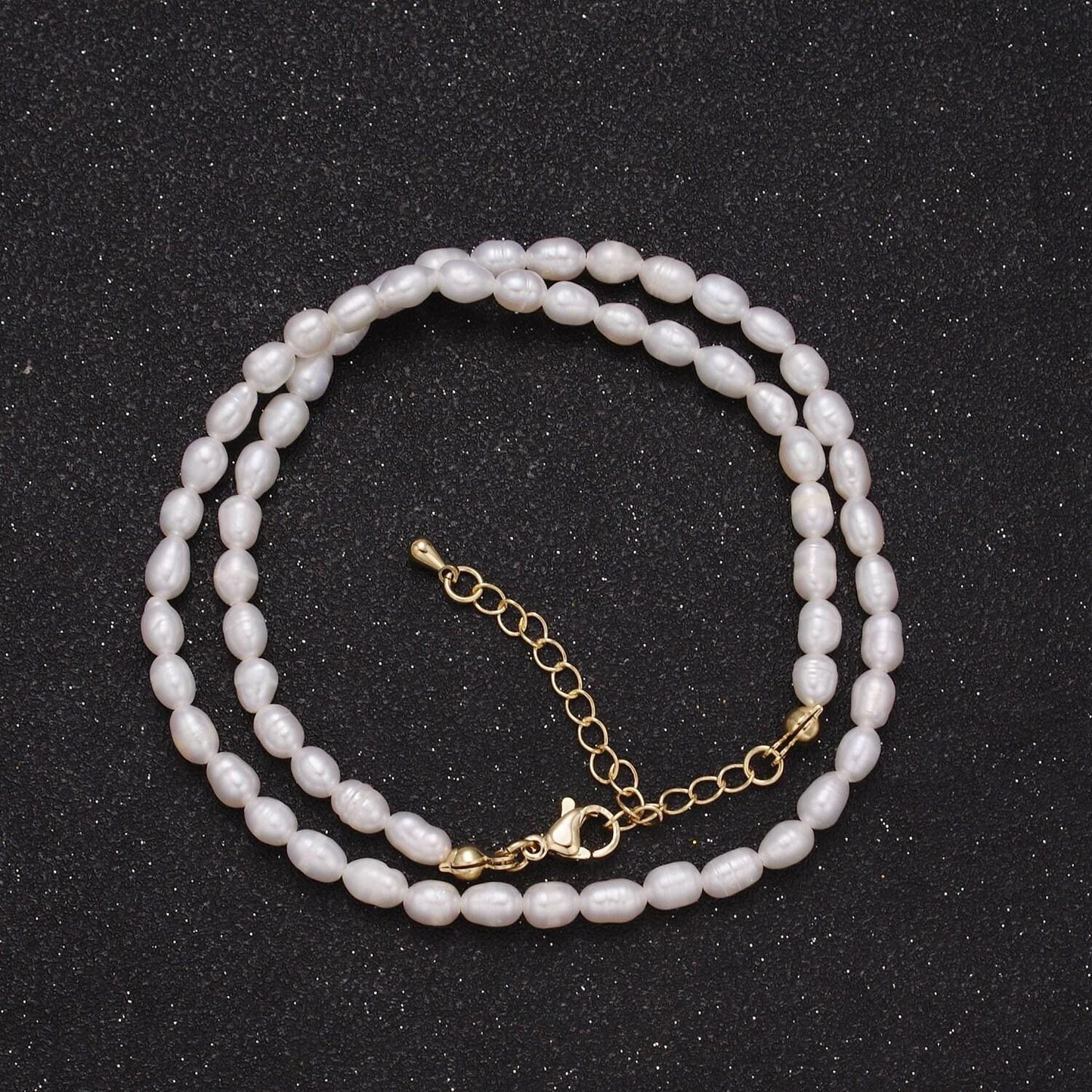 Dainty small pearl necklace, rice pearl necklace finished in gold filled for minimalist jewelry | wa-611