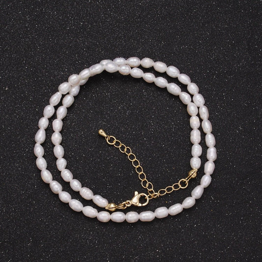 Dainty small pearl necklace, rice pearl necklace finished in gold filled for minimalist jewelry | wa-611