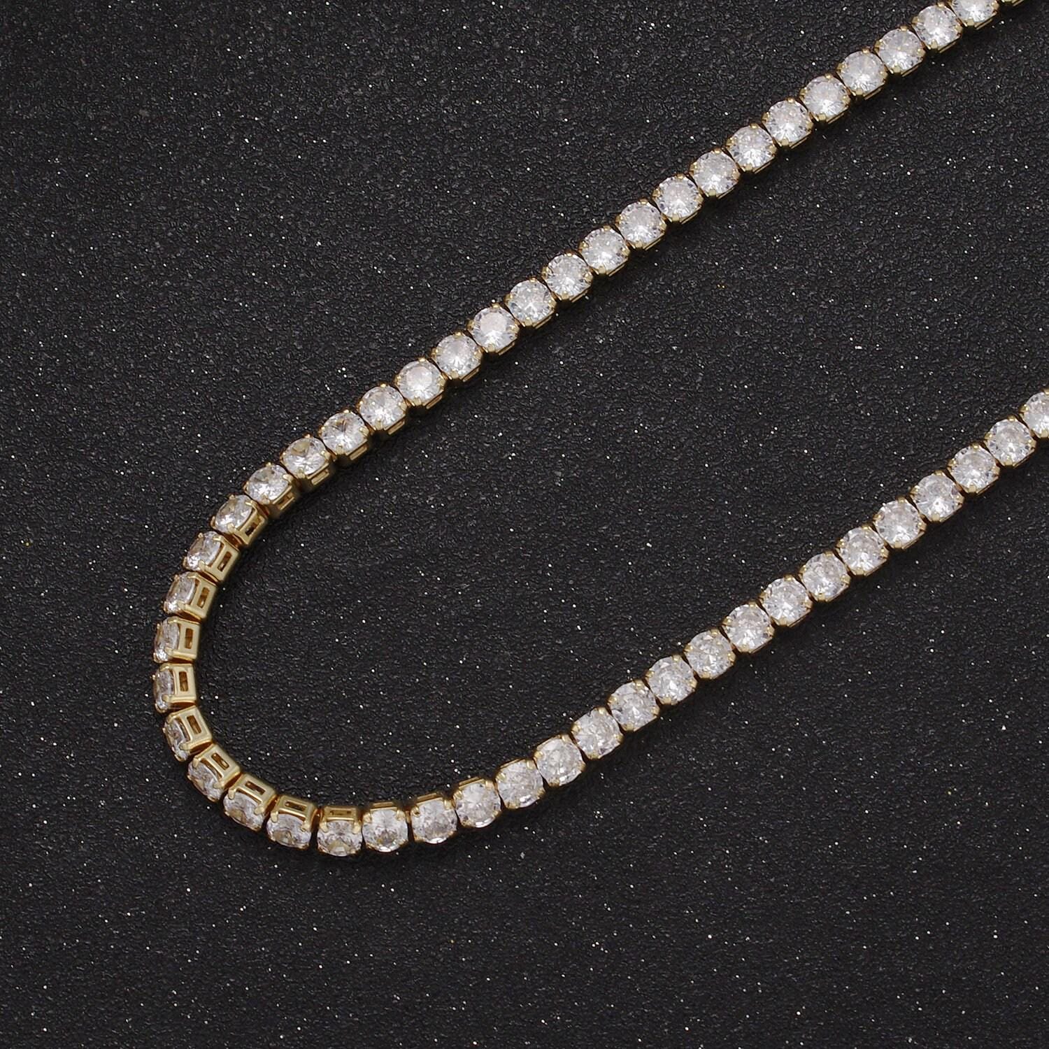 Classic cubic zirconia tennis necklace , diamond necklace , 14k gold filled tennis adjustable necklace, gift for her wa-602