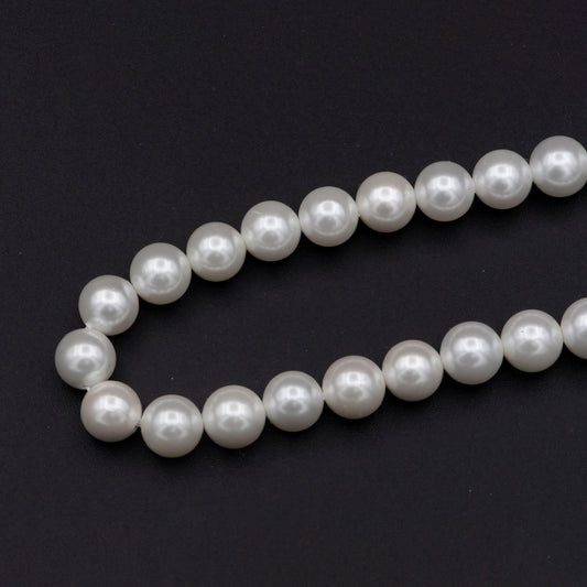 Wholesale 7.9-8.2mm white semi round mother of pearls, high luster smooth and round white mother of pearl beads | wa-575