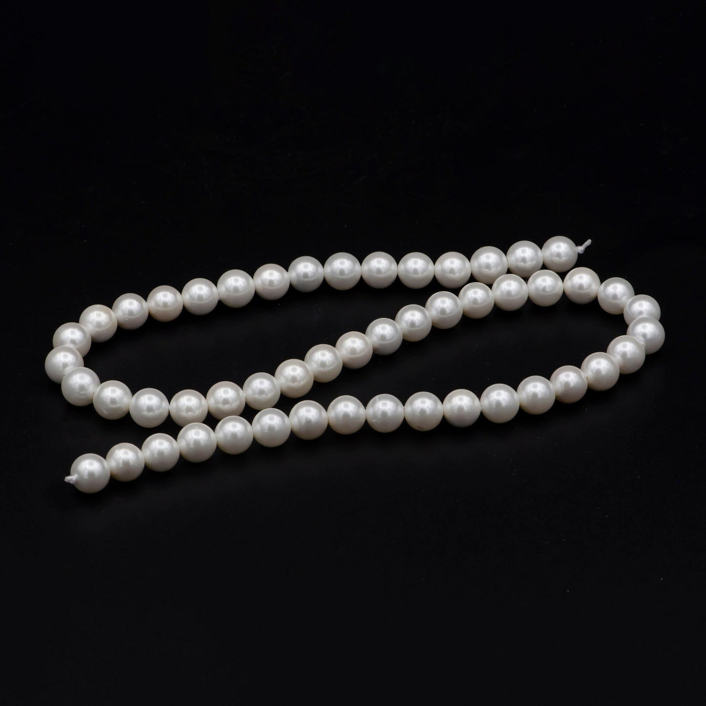 Wholesale 7.9-8.2mm white semi round mother of pearls, high luster smooth and round white mother of pearl beads | wa-575