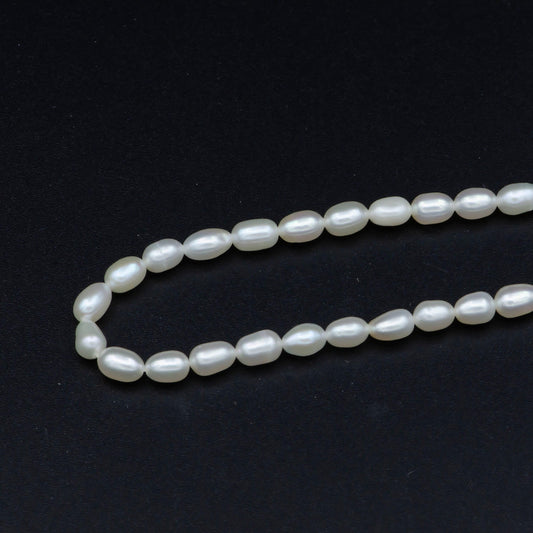 Natural white oval rice freshwater pearl beads awesome luster quality genuine cultured fresh water small seed pearls 4.1mm-4.5mm aaa, wa-549