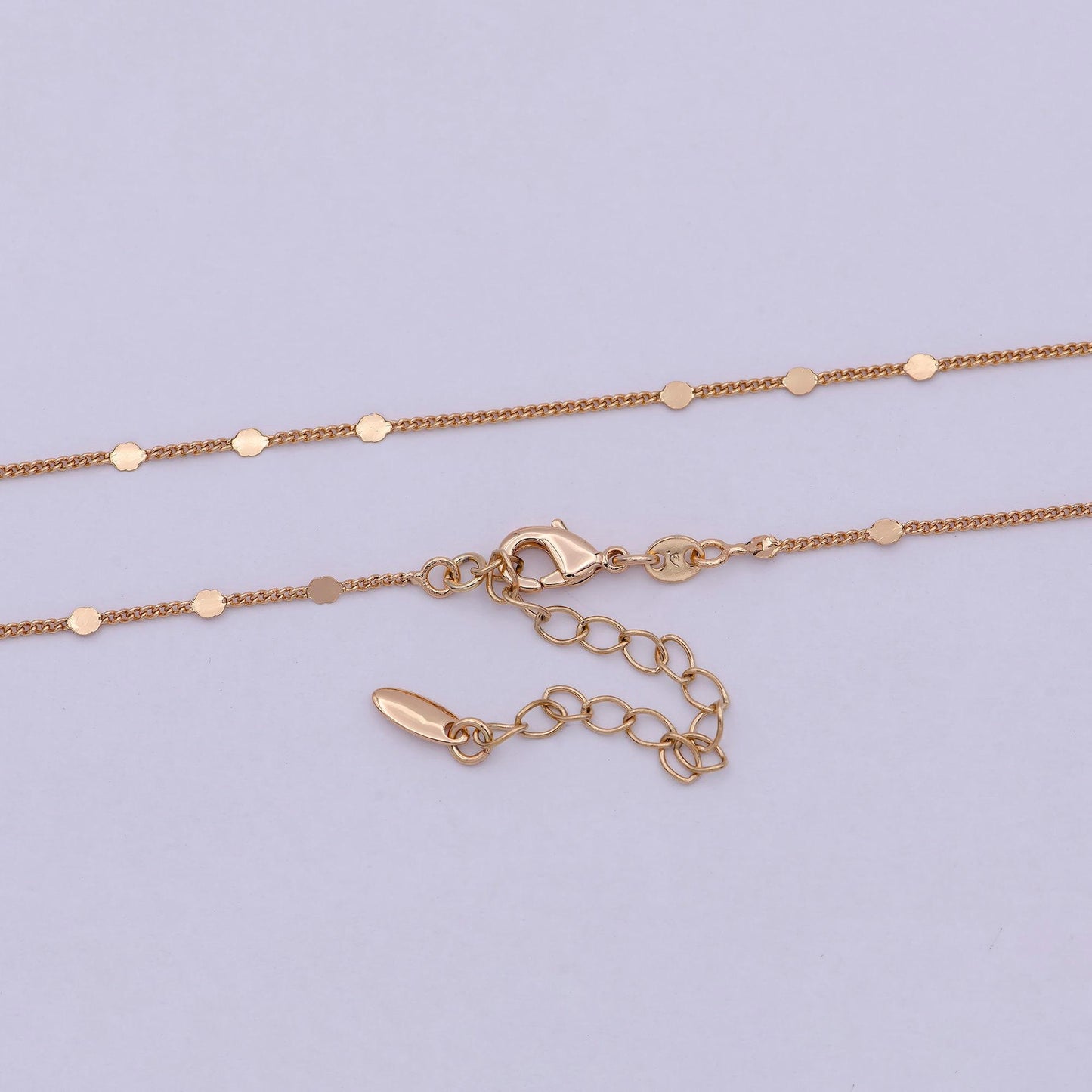 1 mm 18k gold filled chain necklace gold curb chain, gold chains 18 inch + 2 inch extender | wa-542