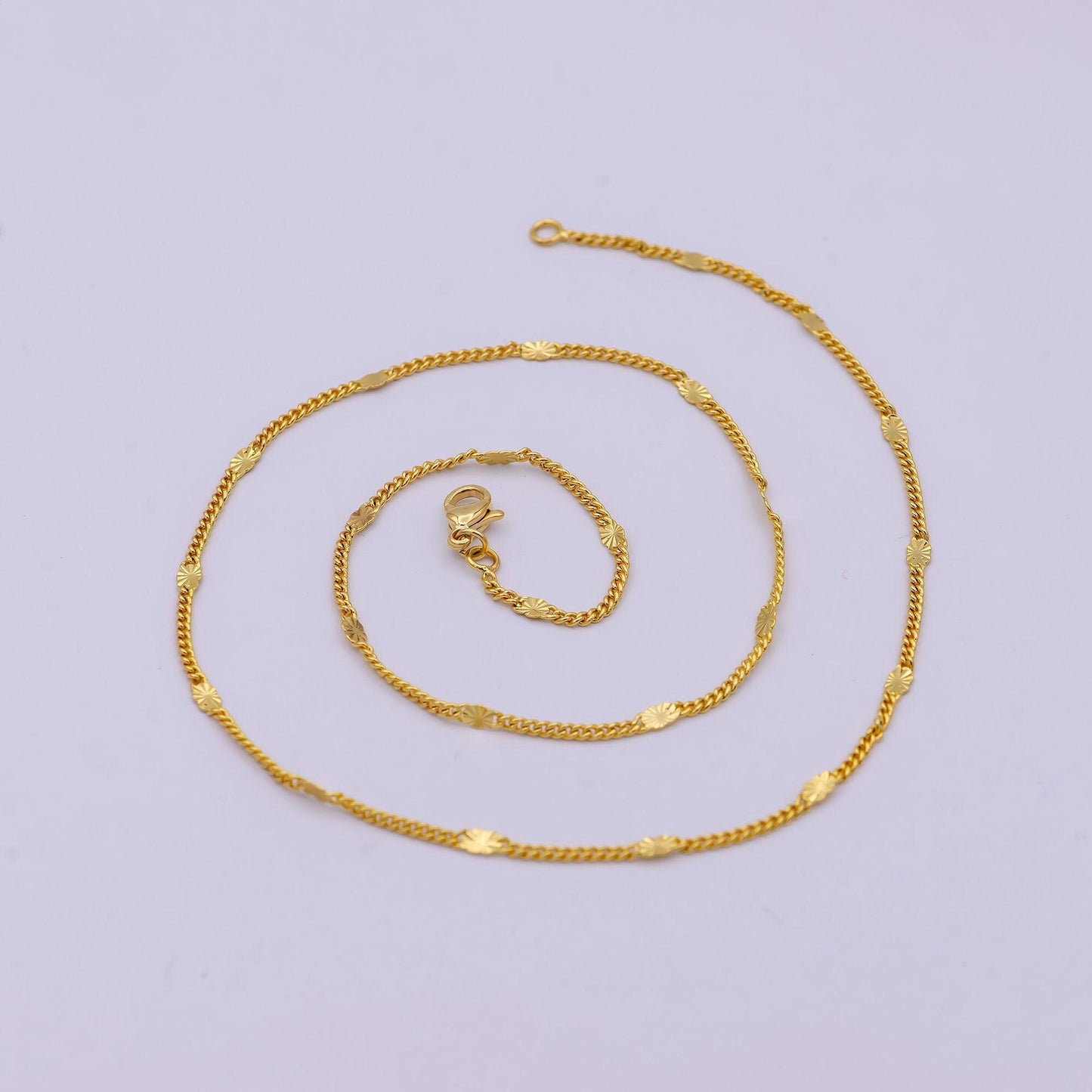 24k gold filled 1.5mm curb chain 15.5/17.5/18.0/19.6 inch finished necklace for wholesale necklace dainty jewelry making supplies - wa-521