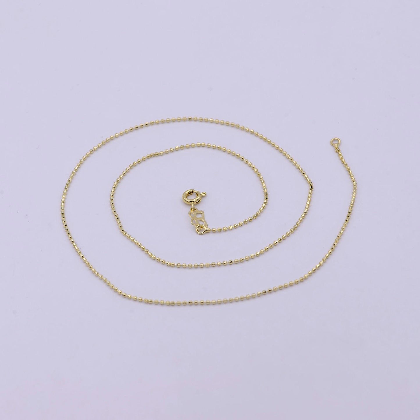 18 inches beaded chain necklace 14k gold plated finished chain necklace, dainty 1.1mm bead necklace w/ spring ring | wa-533