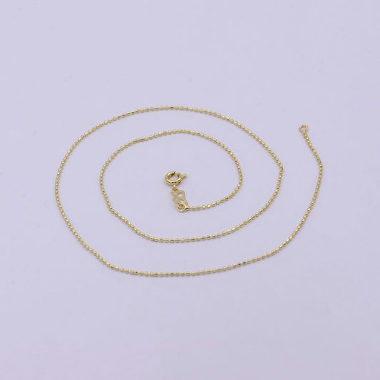 18 inches beaded chain necklace 14k gold plated finished chain necklace, dainty 1.1mm bead necklace w/ spring ring | wa-533