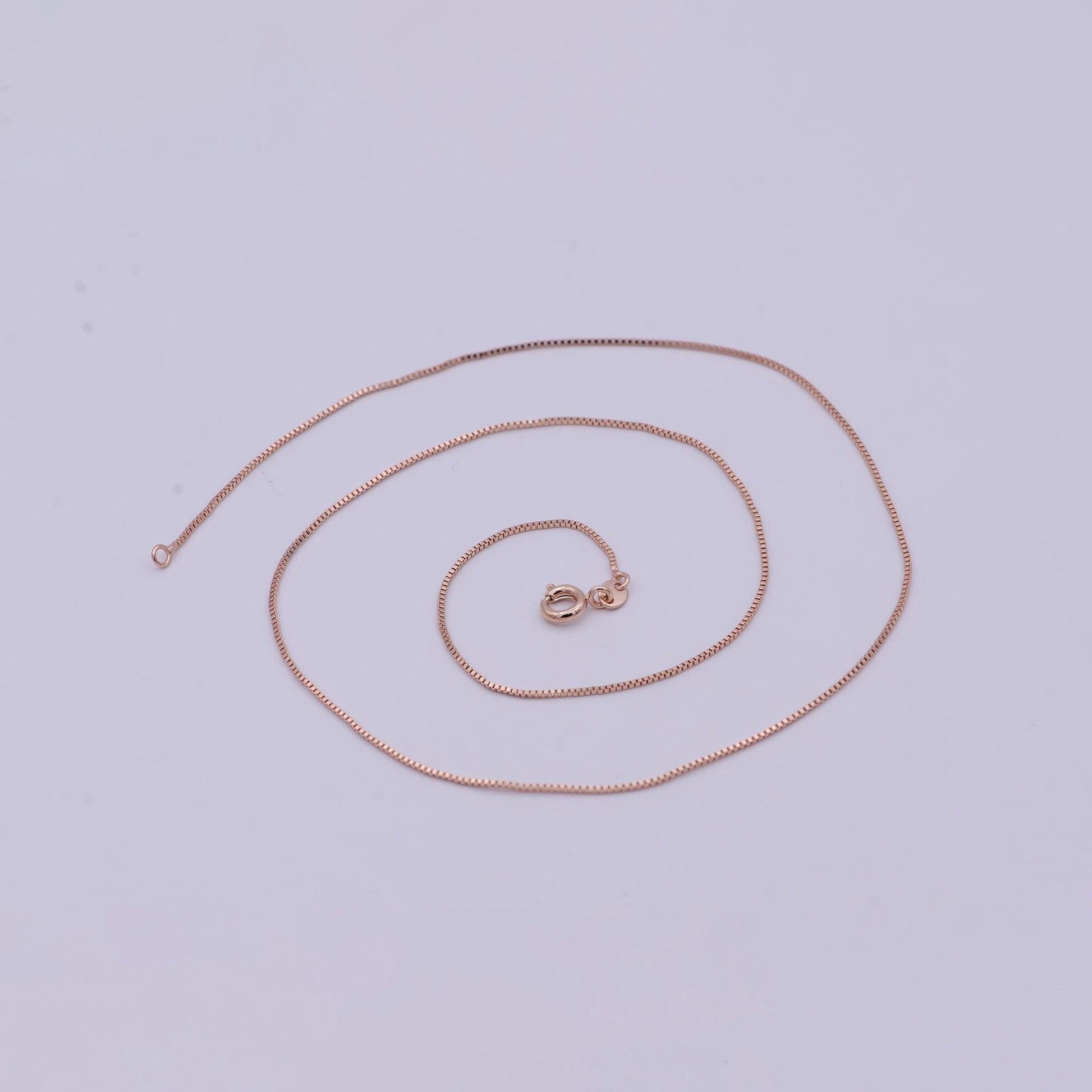 18 inch rose gold box chain necklace 0.7 mm, delicate dainty layered necklace, everyday necklace, simple chain, minimalist - wa-522