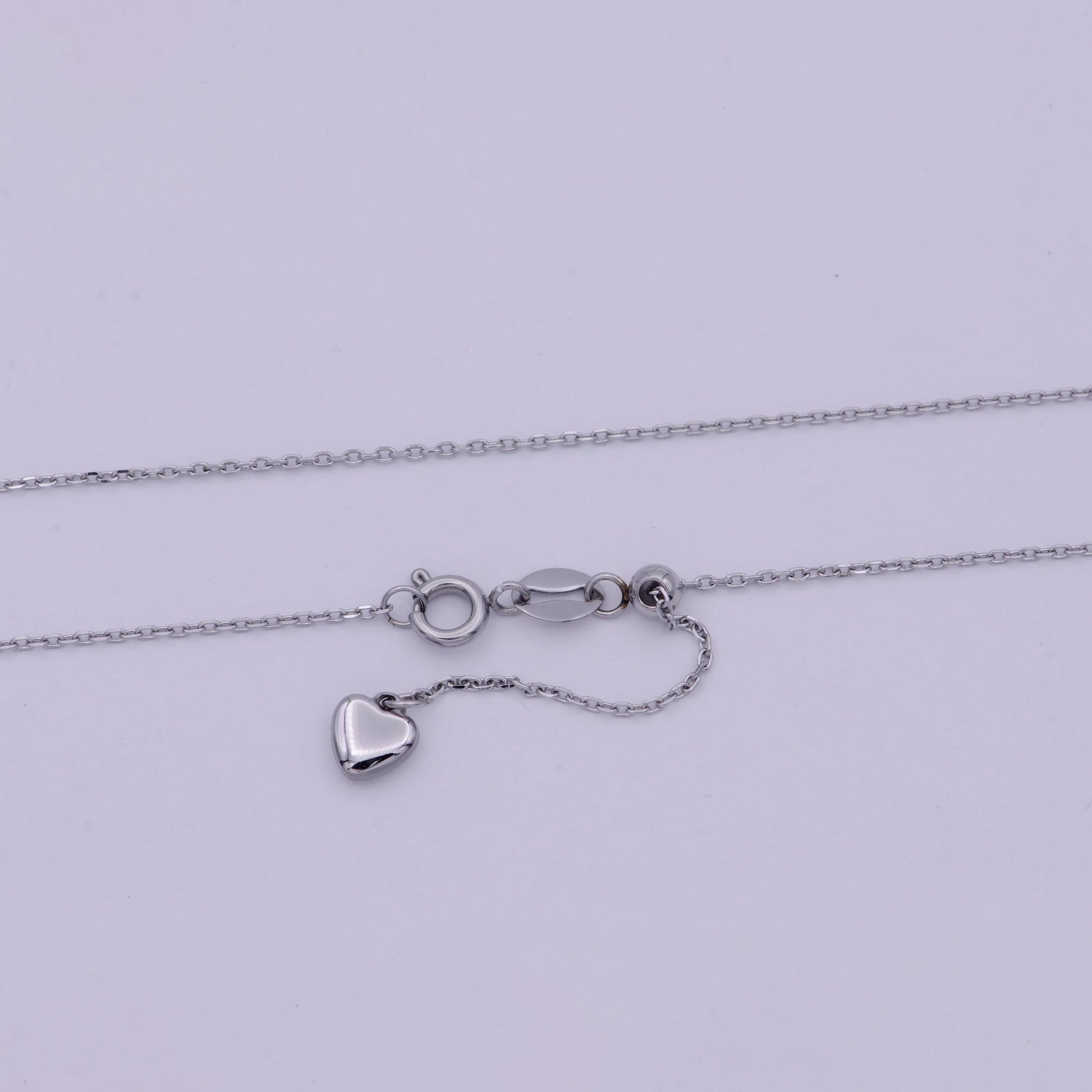 1pc 20'' ready to use adjustable white gold cuban curb rolo necklace chain, layer chain dainty necklace, for pendant charm necklace wa-517