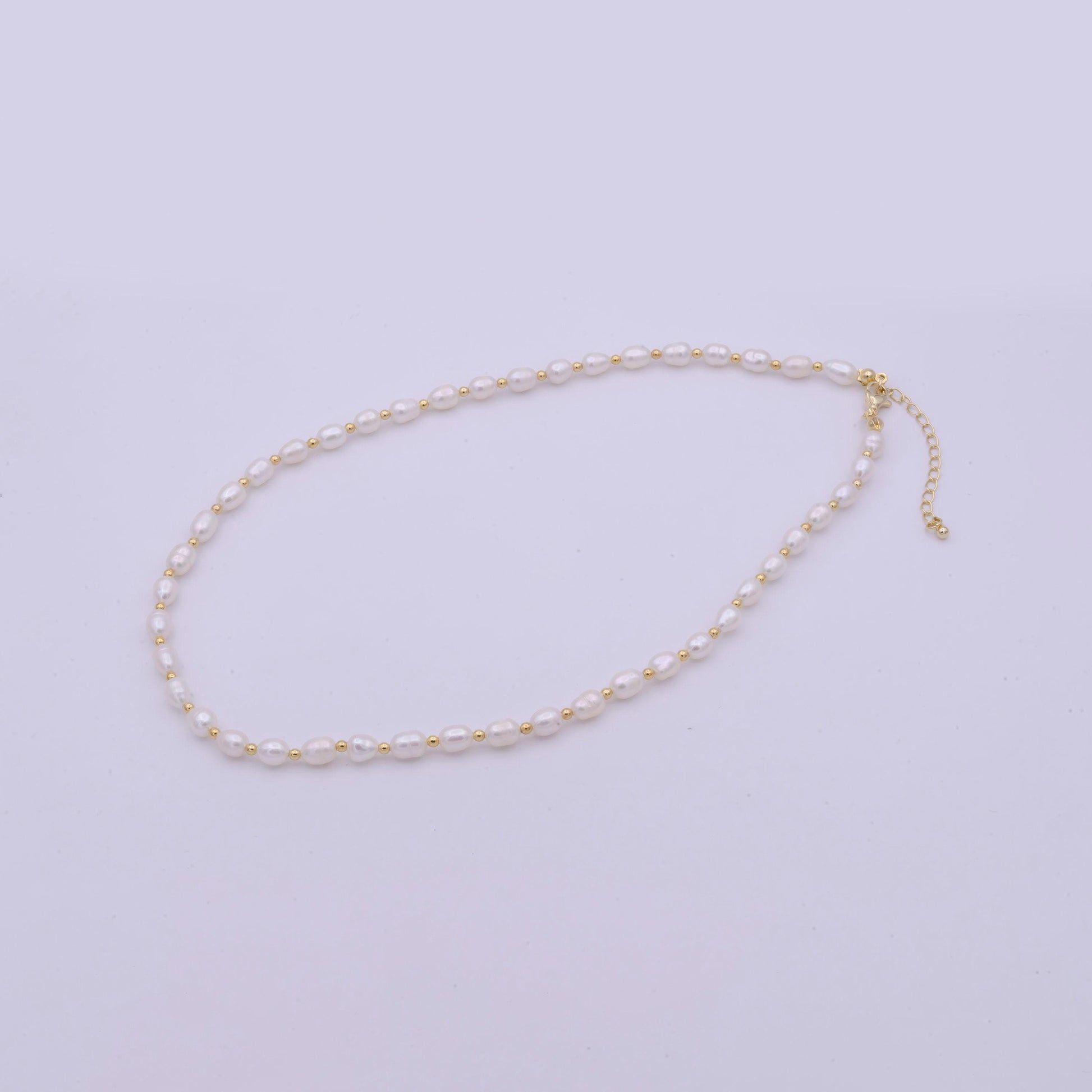 White freshwater pearl necklace, gold filled beads necklace, dainty pearl necklace, necklaces for women, 5 mm pearl necklace16.5",wa-509