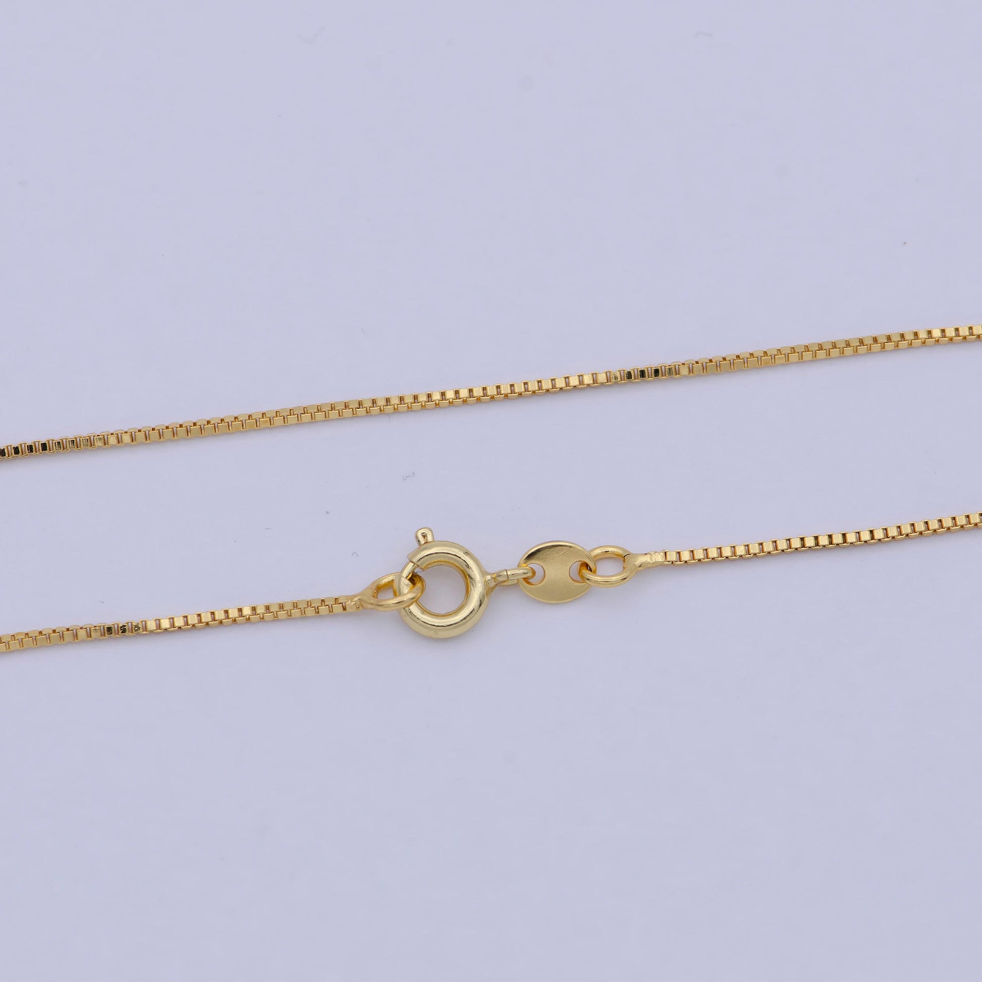 1pc 15.5" ready to wear gold square box chain necklace, layering dainty box chain for jewelry making with pendant charm, wa-503