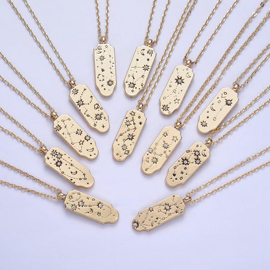 Gold zodiac constellation charms 18" necklace,zodiac symbol, horoscope charm,gold astrological sign minimalist jewelry, zodiac-038, wa491