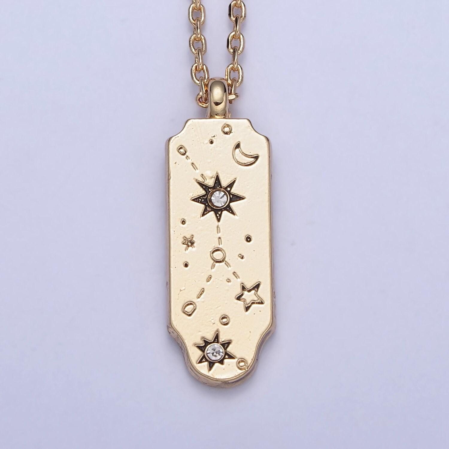 Gold zodiac constellation charms 18" necklace,zodiac symbol, horoscope charm,gold astrological sign minimalist jewelry, zodiac-038, wa491