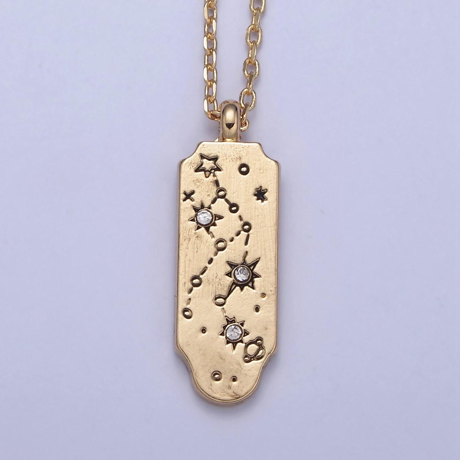 Gold zodiac constellation charms 18" necklace,zodiac symbol, horoscope charm,gold astrological sign minimalist jewelry, zodiac-038, wa491