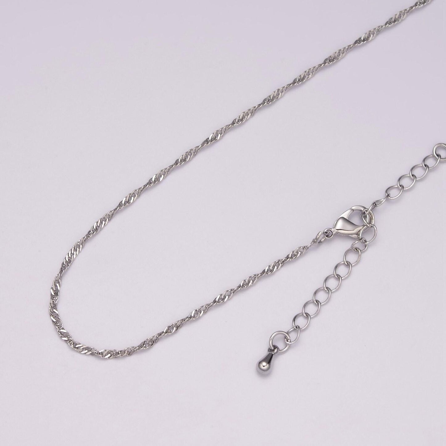 1pc 17.9''+ 2"ext. ready to use gold singapore necklace chain, layering spiral chain dainty necklace, perfect for pendant necklace, wa-442