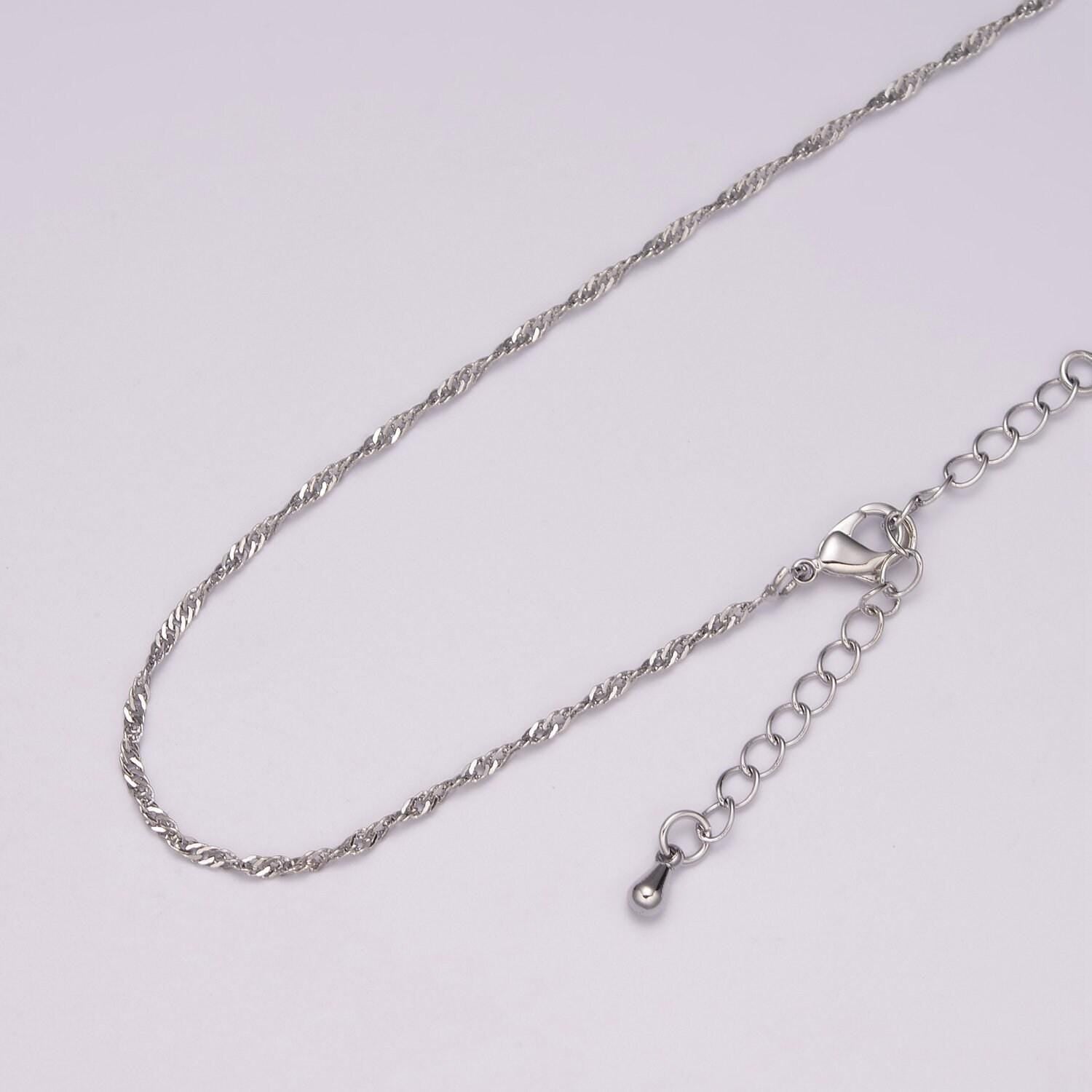 1pc 17.9''+ 2"ext. ready to use gold singapore necklace chain, layering spiral chain dainty necklace, perfect for pendant necklace, wa-442