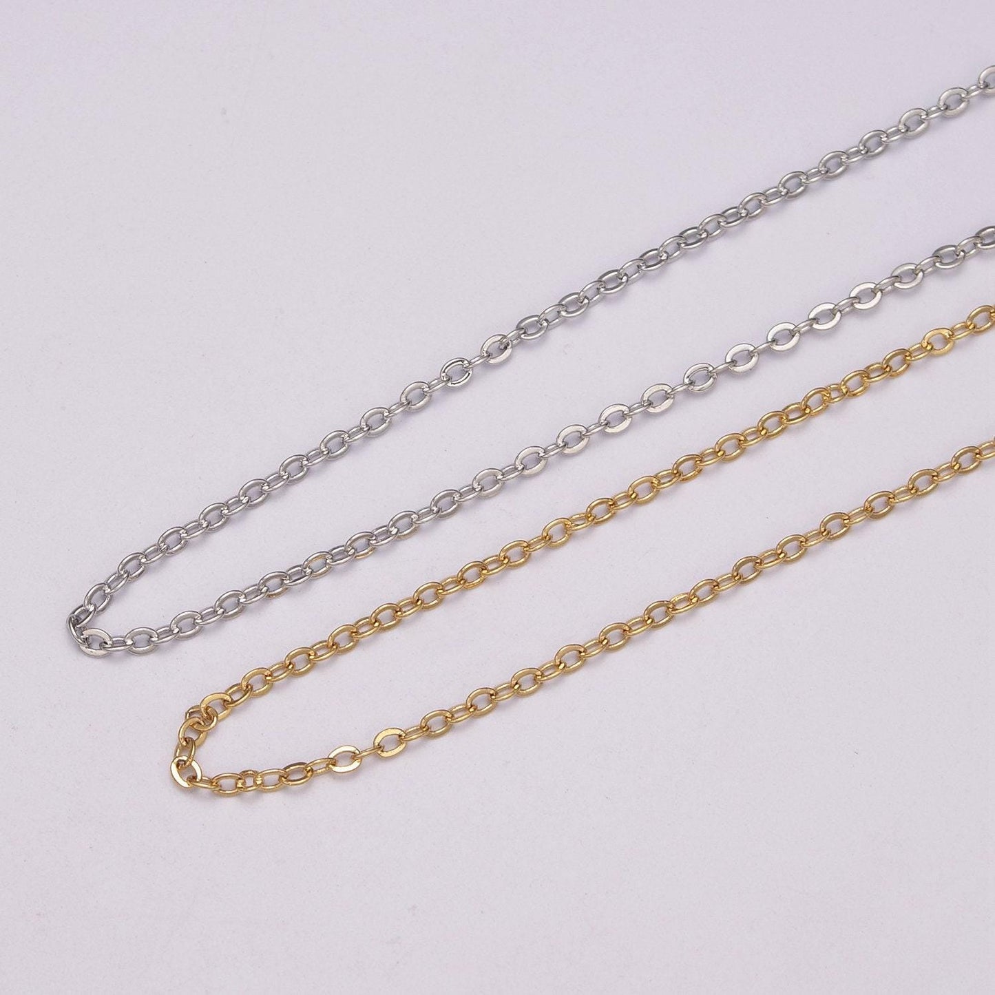 1pc ready to use gold rolo necklace chain,layering box rolo chain dainty necklace, for pendant charm necklace making | wa-438, wa-439