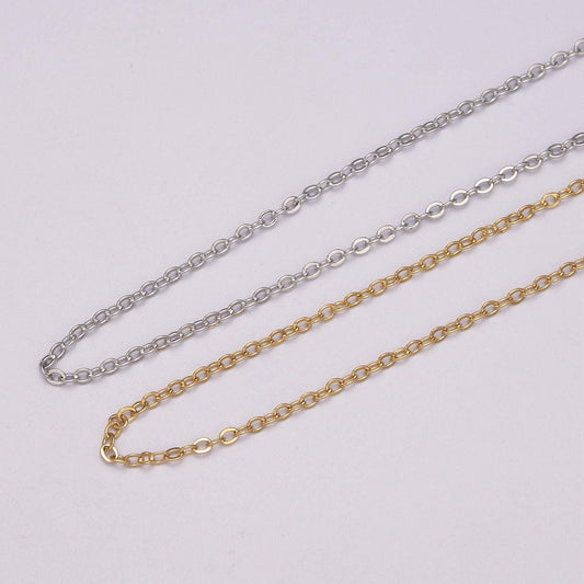 1pc ready to use gold rolo necklace chain,layering box rolo chain dainty necklace, for pendant charm necklace making | wa-438, wa-439