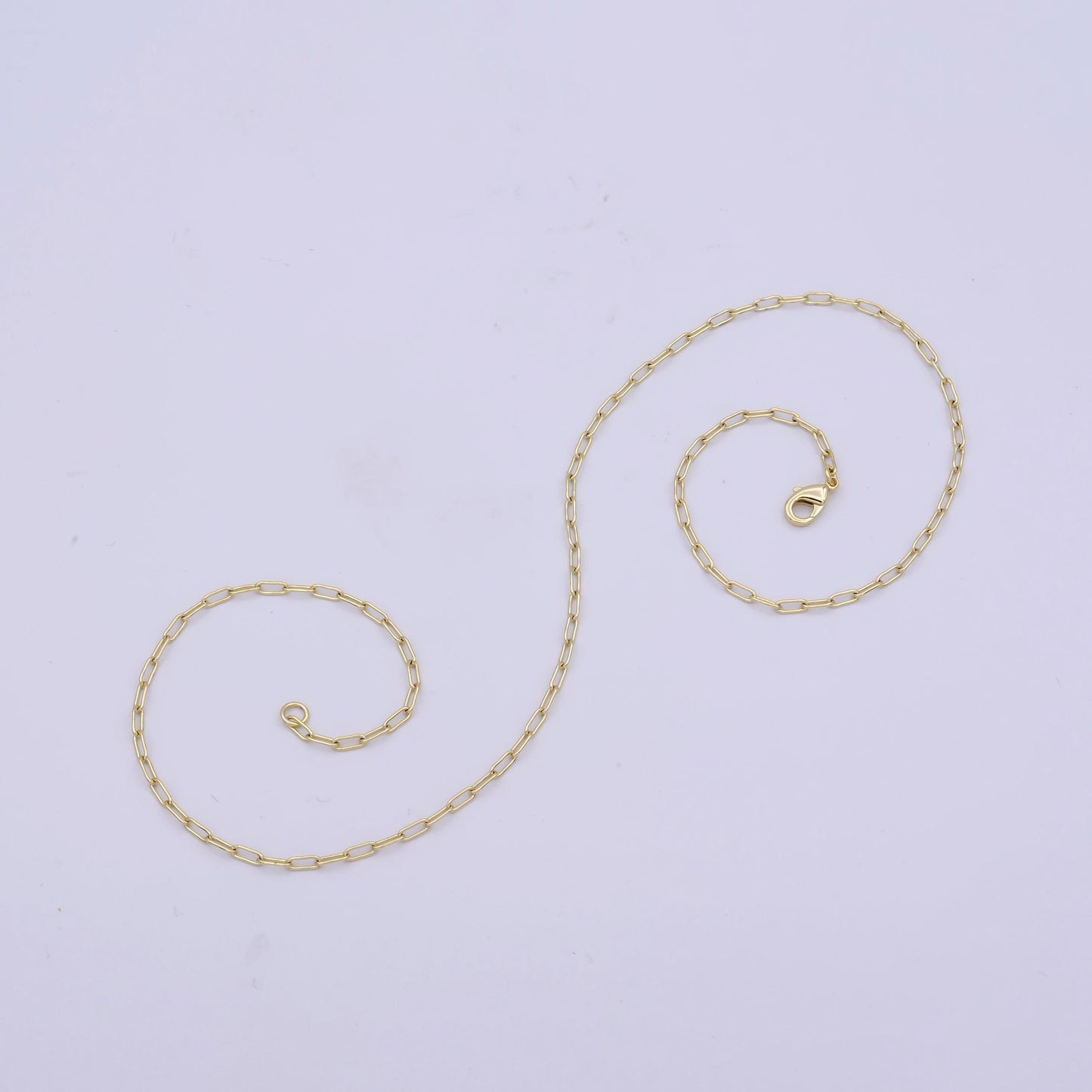 1pc 16'' ready to use gold thin rolo necklace chain, small paperclip chain dainty necklace, for pendant charm necklace, wa-424