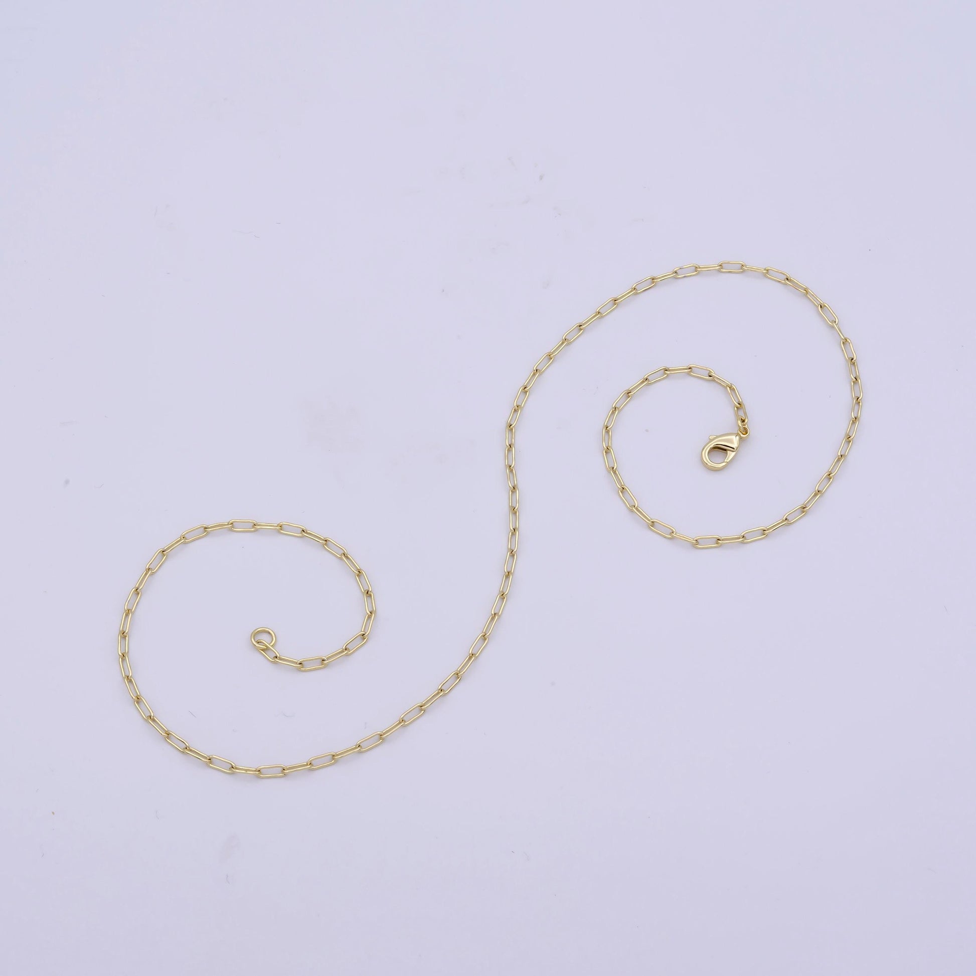 1pc 16'' ready to use gold thin rolo necklace chain, small paperclip chain dainty necklace, for pendant charm necklace, wa-424