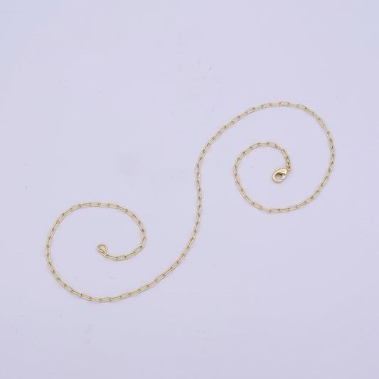 1pc 16'' ready to use gold thin rolo necklace chain, small paperclip chain dainty necklace, for pendant charm necklace, wa-424