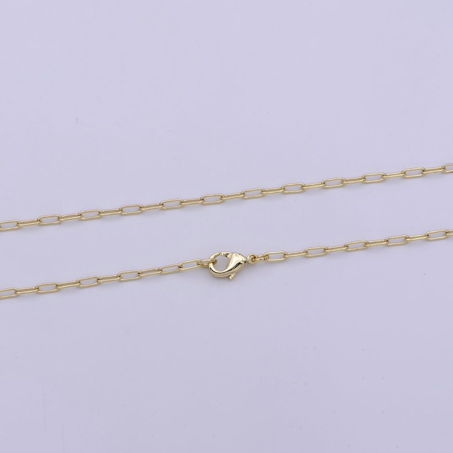 1pc 16'' ready to use gold thin rolo necklace chain, small paperclip chain dainty necklace, for pendant charm necklace, wa-424