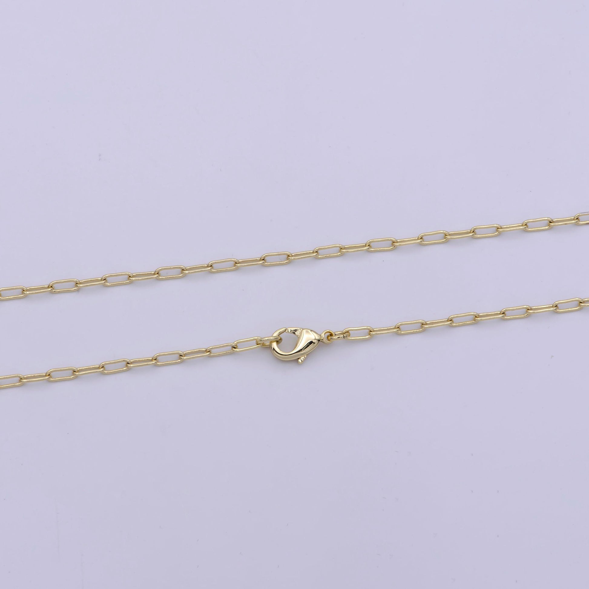 1pc 16'' ready to use gold thin rolo necklace chain, small paperclip chain dainty necklace, for pendant charm necklace, wa-424