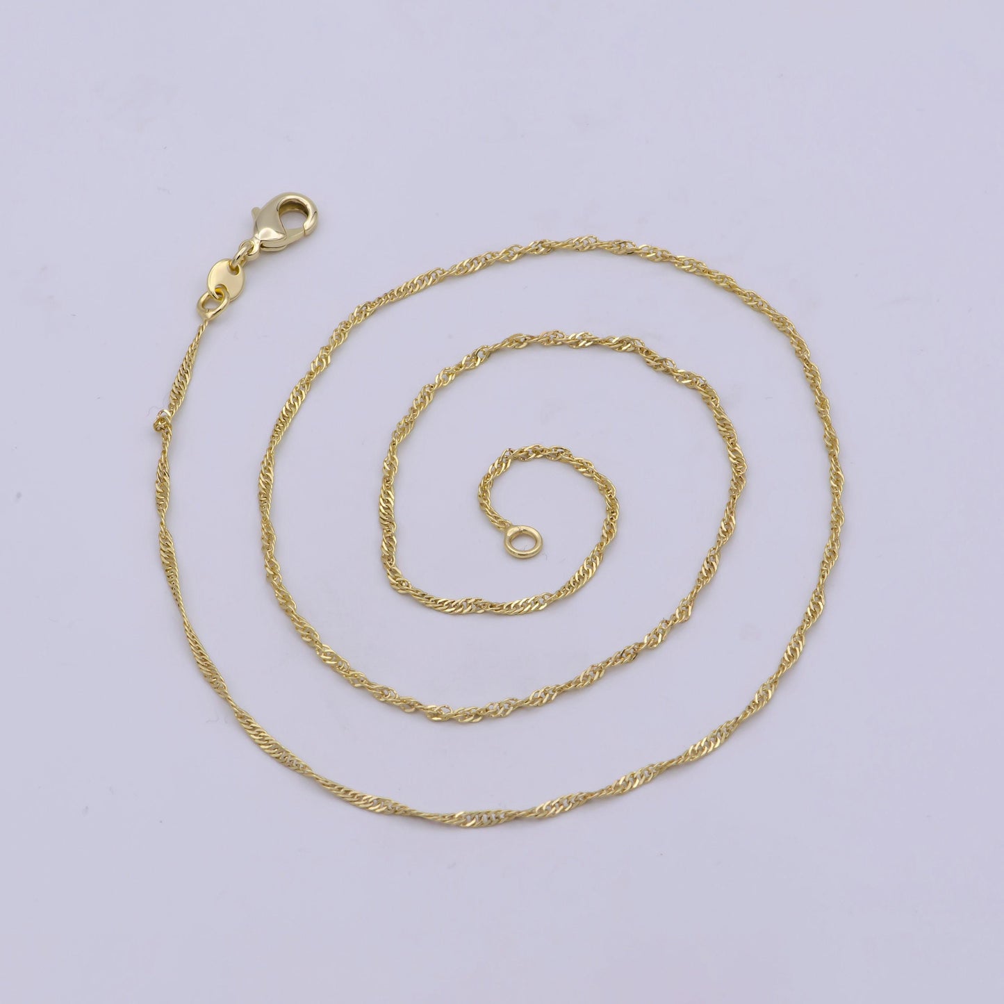 1pc 17.7'' ready to use gold twisted necklace chain, layering singapore chain dainty necklace, for pendant charm necklace making, wa-420