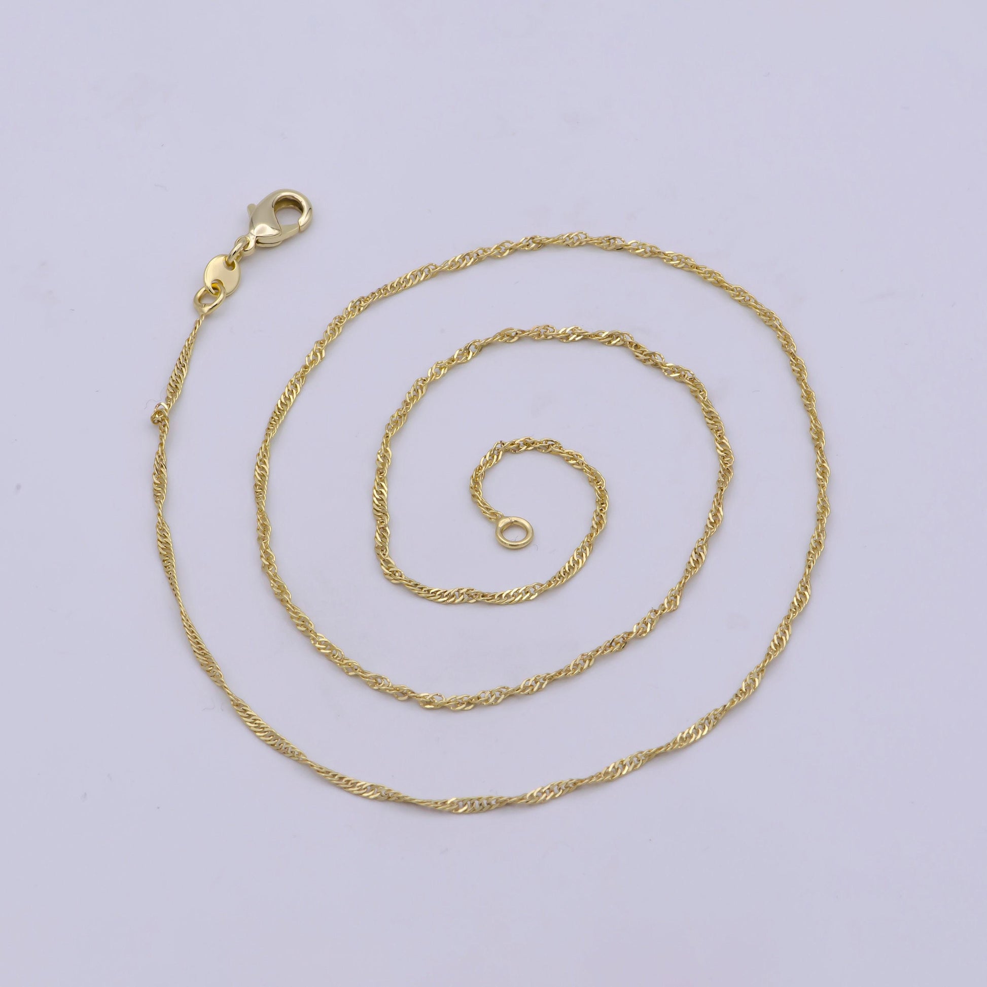 1pc 17.7'' ready to use gold twisted necklace chain, layering singapore chain dainty necklace, for pendant charm necklace making, wa-420