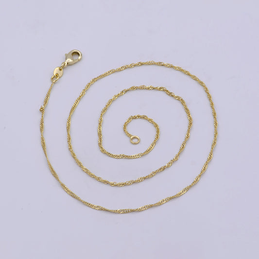1pc 17.7'' ready to use gold twisted necklace chain, layering singapore chain dainty necklace, for pendant charm necklace making, wa-420