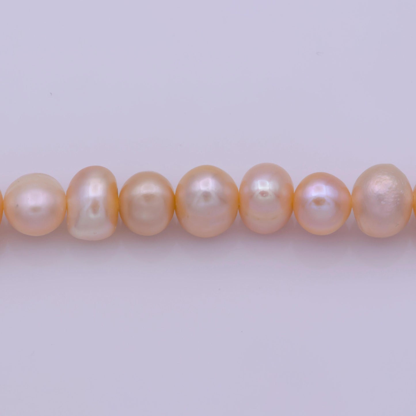 Peach pearl necklace, fresh water pearl baroque rolo gold chain necklace 17.5" + 2 inch extender necklace beaded gold chainwa-409