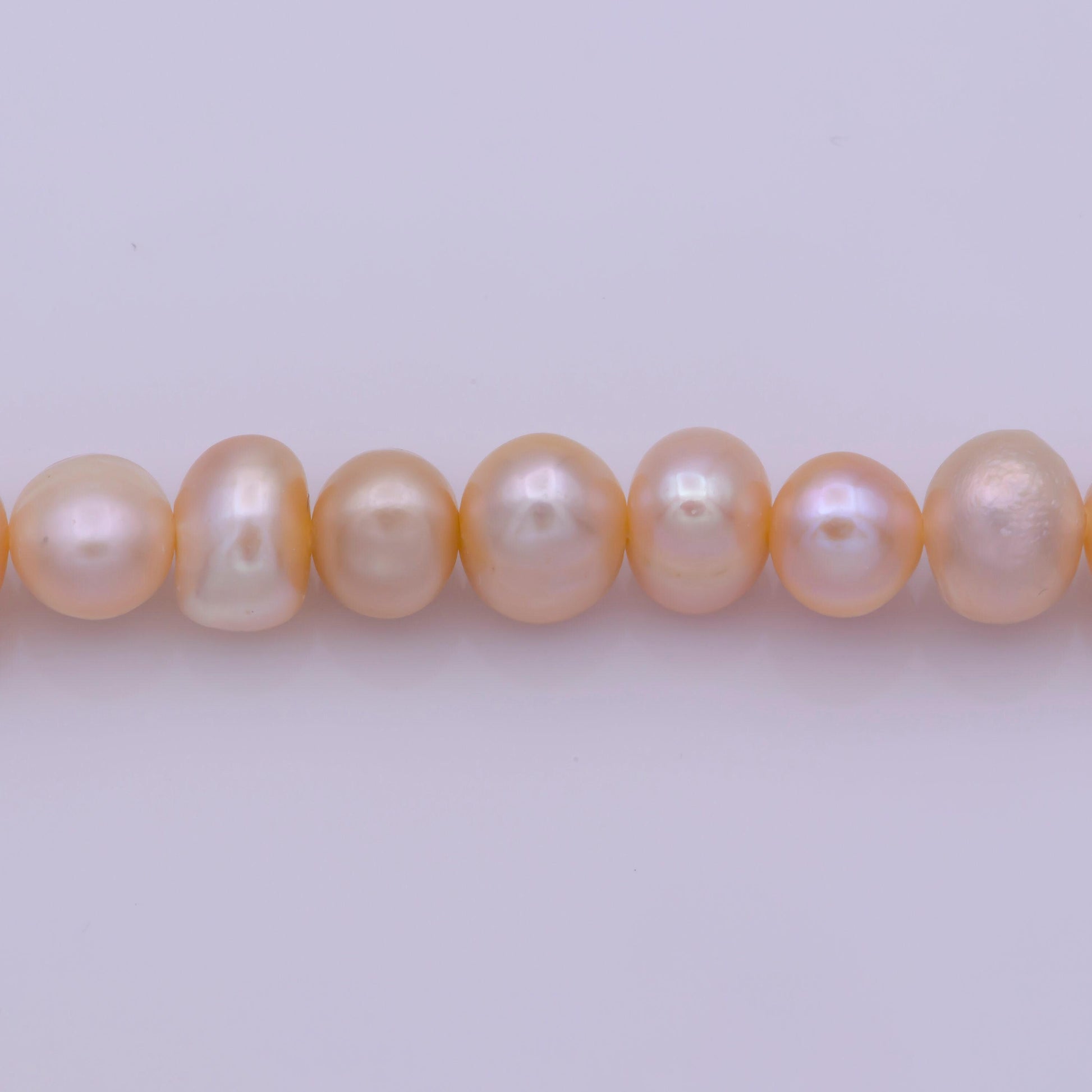 Peach pearl necklace, fresh water pearl baroque rolo gold chain necklace 17.5" + 2 inch extender necklace beaded gold chainwa-409
