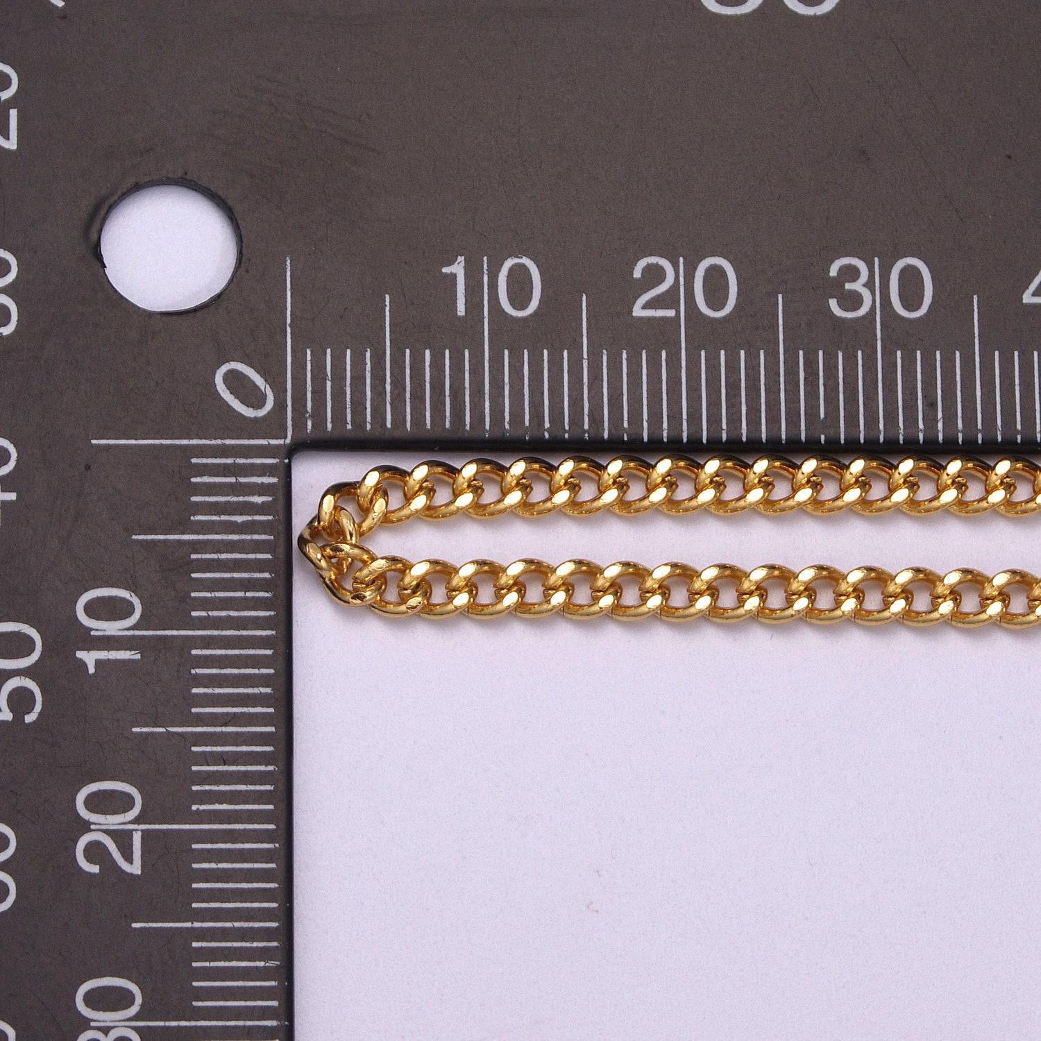 1pc 17.7" + 2" ext. 2,2mm ready to use gold cuban curb necklace chain,layering curb chain bold necklace, for pendant charm necklace, wa-404