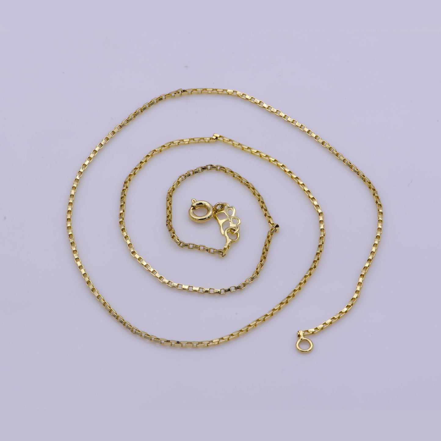 1pc 17.7'' ready to wear gold square box chain necklace, layering dainty box chain jewelry making with pendant charm supplies,wa-389