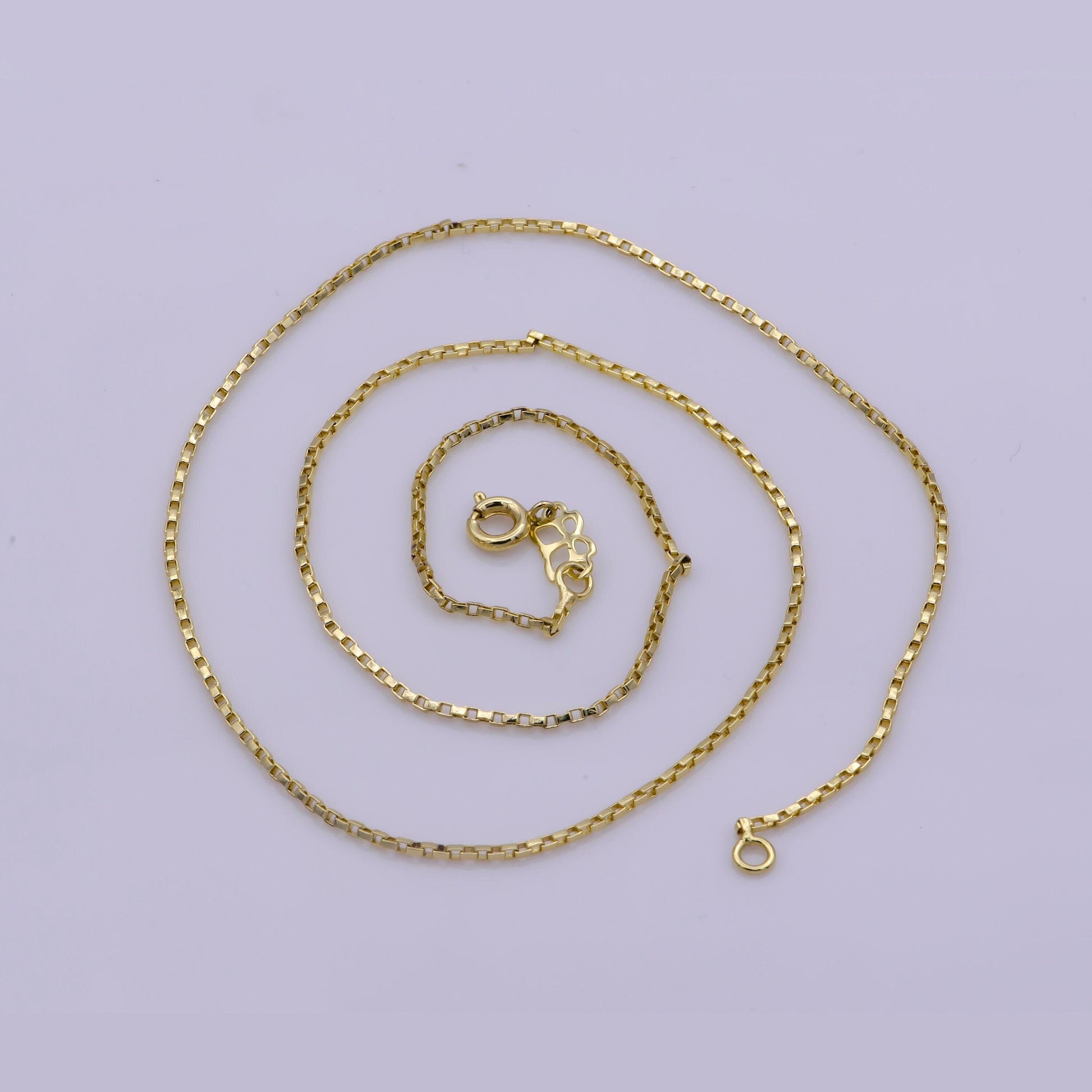 1pc 17.7'' ready to wear gold square box chain necklace, layering dainty box chain jewelry making with pendant charm supplies,wa-389