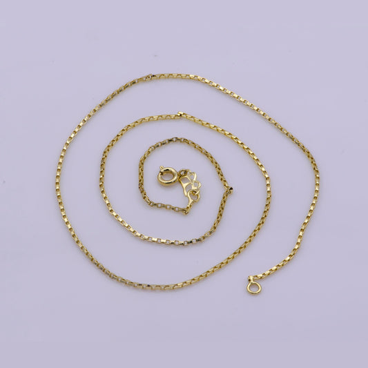 1pc 17.7'' ready to wear gold square box chain necklace, layering dainty box chain jewelry making with pendant charm supplies,wa-389