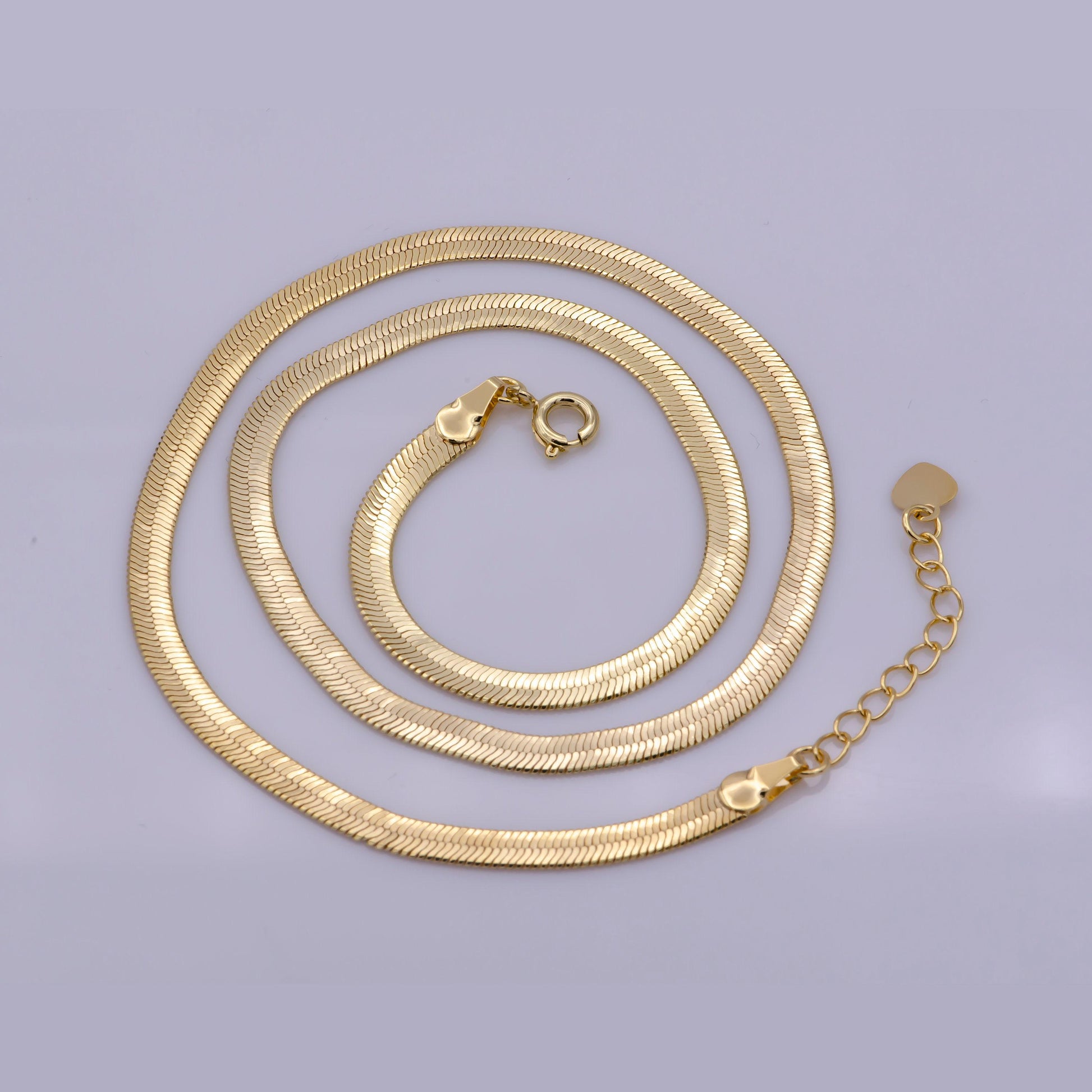4mm gold herringbone necklace, delicate gold necklace dainty snake gold necklace, gift for her, everyday necklace christmas gift, wa-364