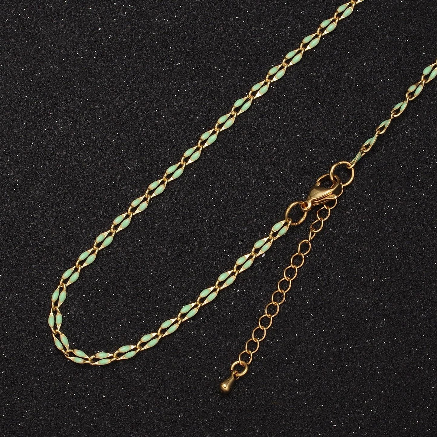 2.9mm fancy enamel link 18.0" + 2.0" extender rolo cable chain oval link ready to wear necklace | wa-348~wa-353
