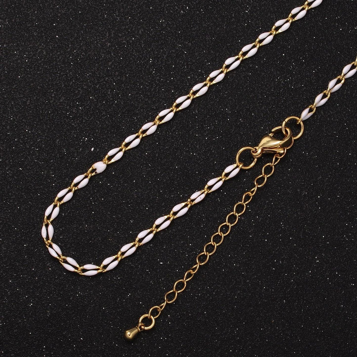 2.9mm fancy enamel link 18.0" + 2.0" extender rolo cable chain oval link ready to wear necklace | wa-348~wa-353