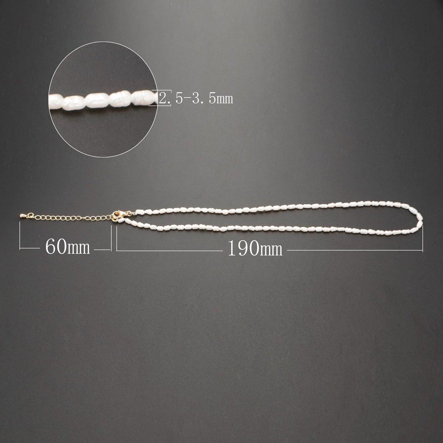 Pearl choker necklace,baroque rice pearl chain necklace, mother of pearl necklace, 14.5" +2 " extender necklace beaded gold chain, wa-329