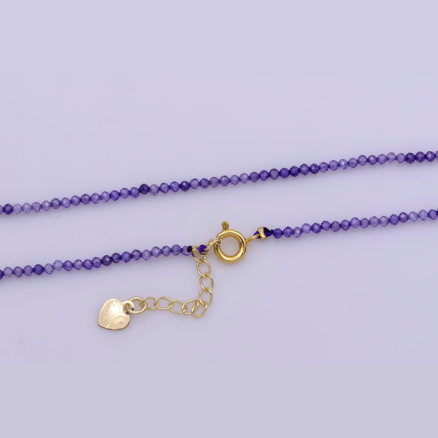 Dainty 16"+1" ext. dream amethyst stone tiny bead necklace,faceted purple beads necklace for women semi precious beaded gemstone,wa-323