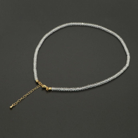 Dainty clear quartz necklace gemstone minimalist jewelry beaded healing stone necklace with lobster clasp wa-262